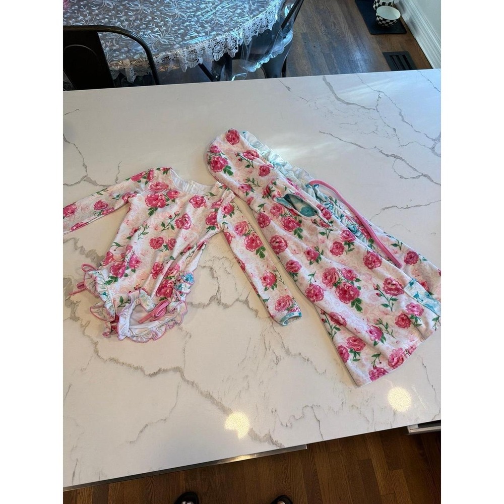 Sweethoney floral swim and coverup set 4T
